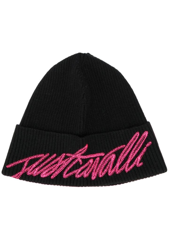 Just Cavalli Logo Embroidered Beanie - Black