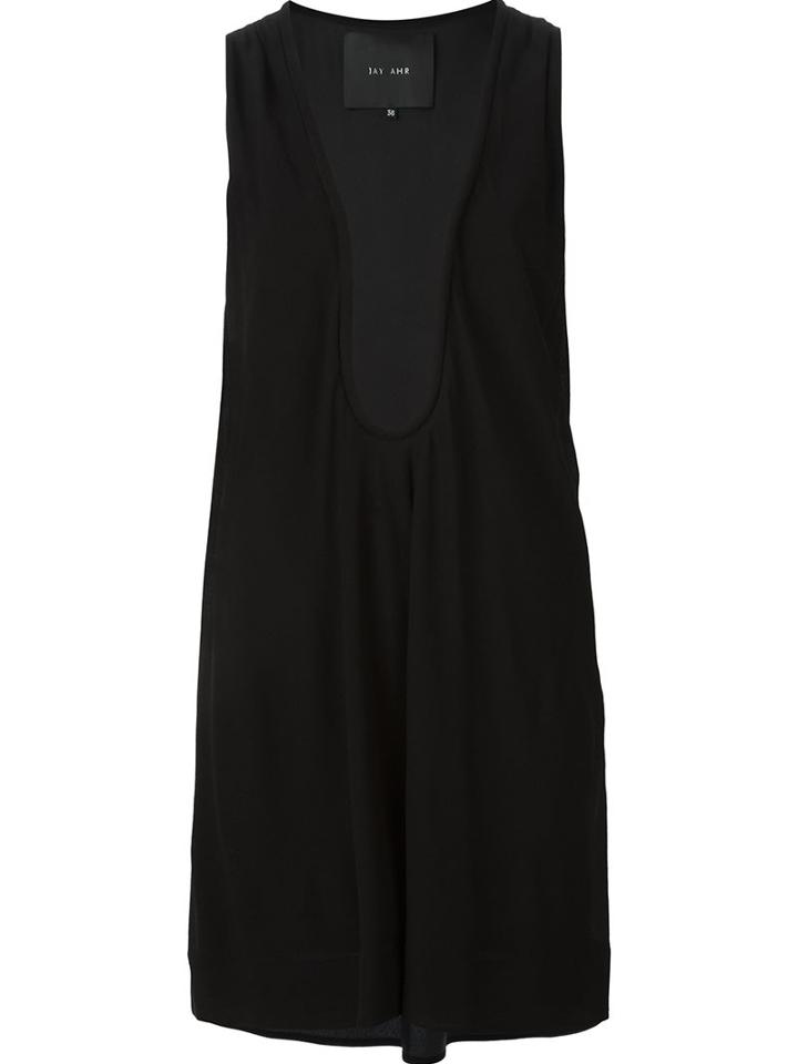 Jay Ahr Plunging Neck Shift Dress, Women's, Size: 38, Black, Silk/spandex/elastane/viscose