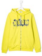 Msgm Kids Teen Graphic Logo Zipped Hoodie - Yellow
