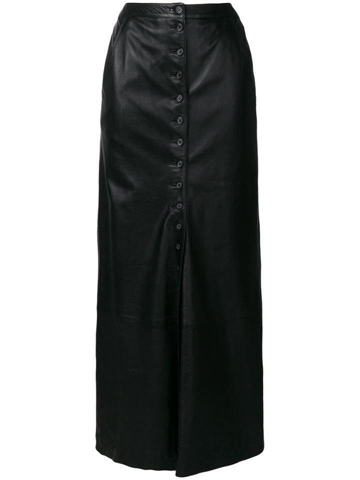 William Vintage 1998 Leather Maxi Skirt - Black