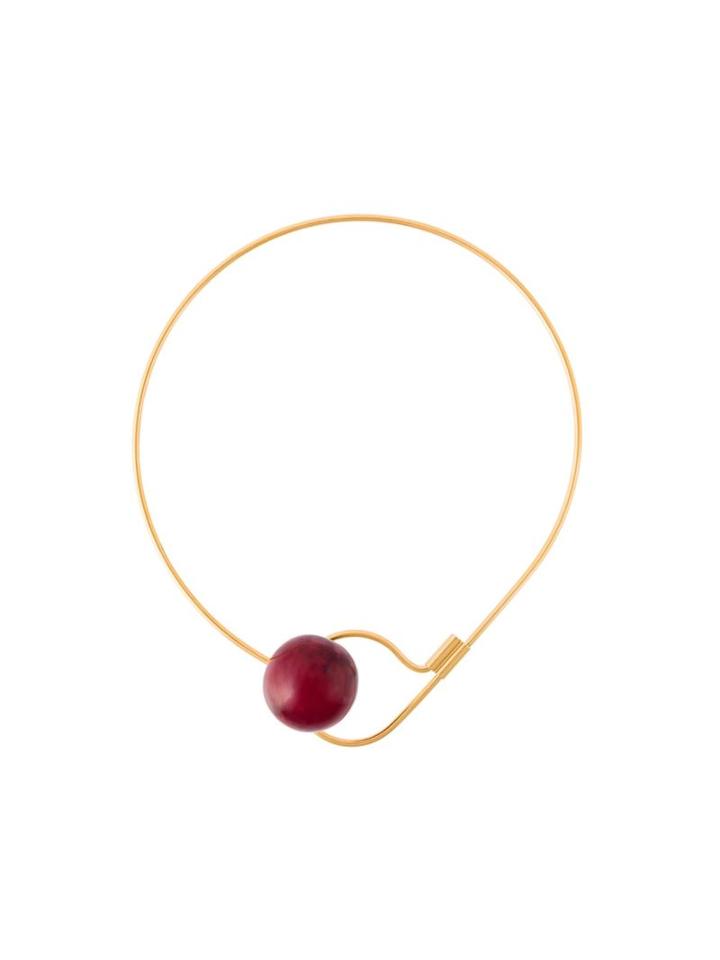 Marni Sphere Pendant Necklace, Women's, Red, Buffalo Horn/brass
