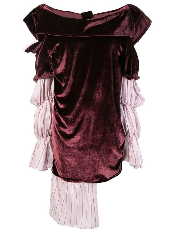 Almaz Layered Asymmetric Puffy Dress - Pink & Purple