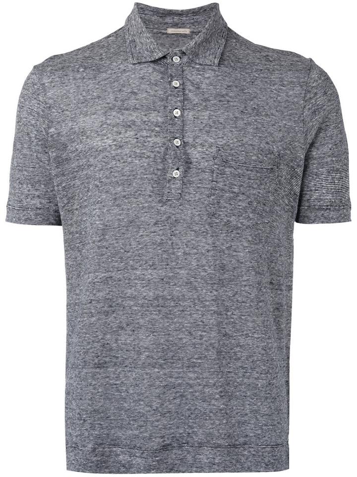 Massimo Alba Fleck Button Up Polo Shirt, Men's, Size: Medium, Black, Linen/flax