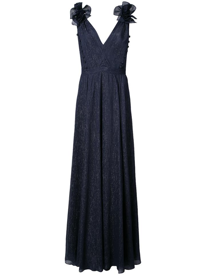 Prabal Gurung Crinkle Plunge Gown - Blue