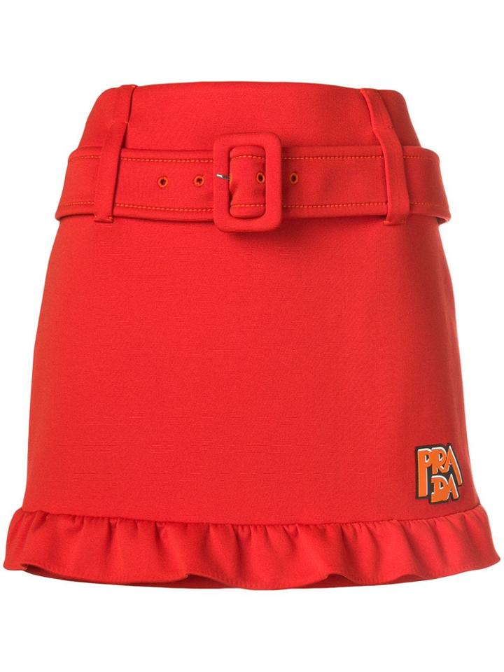 Prada Belted Mini Skirt - Orange