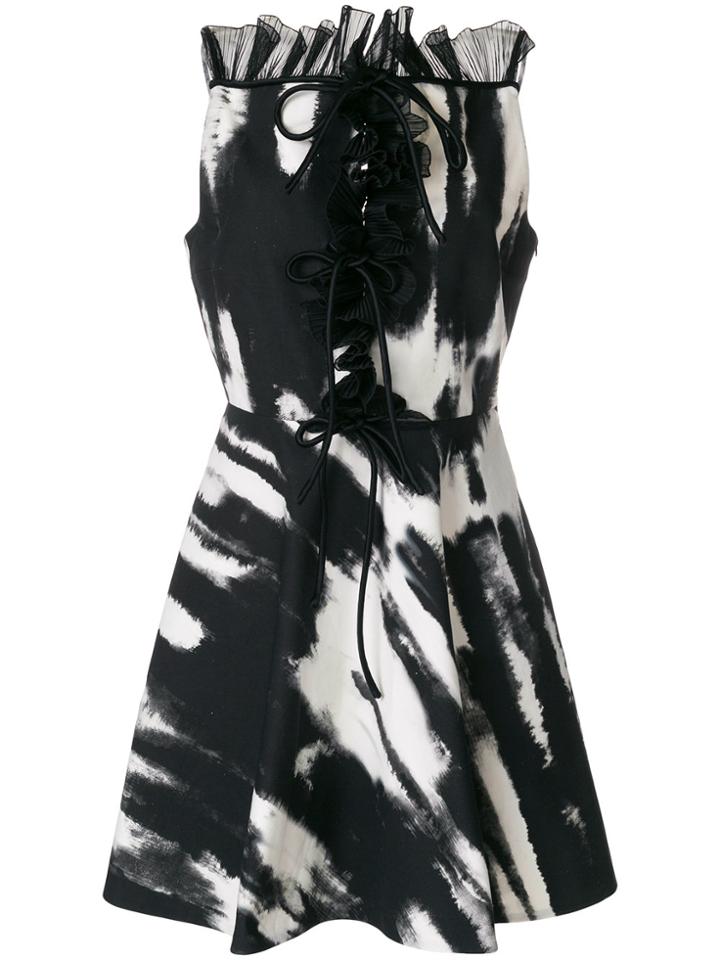 Brognano Lace-up Ruffled Dress - Black
