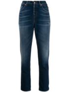7 For All Mankind Mid Rise Straight Jeans - Blue