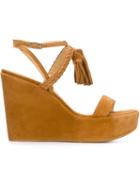Stuart Weitzman Tassel Detail Wedge Sandals