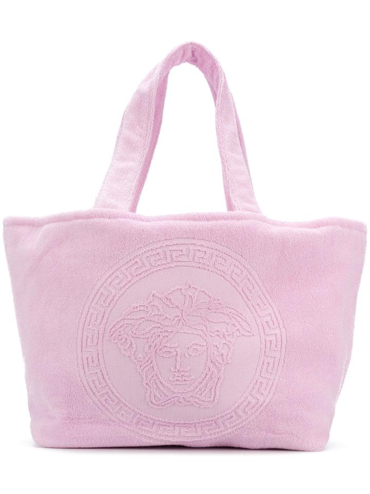 Versace Logo Embossed Tote Bag - Pink & Purple