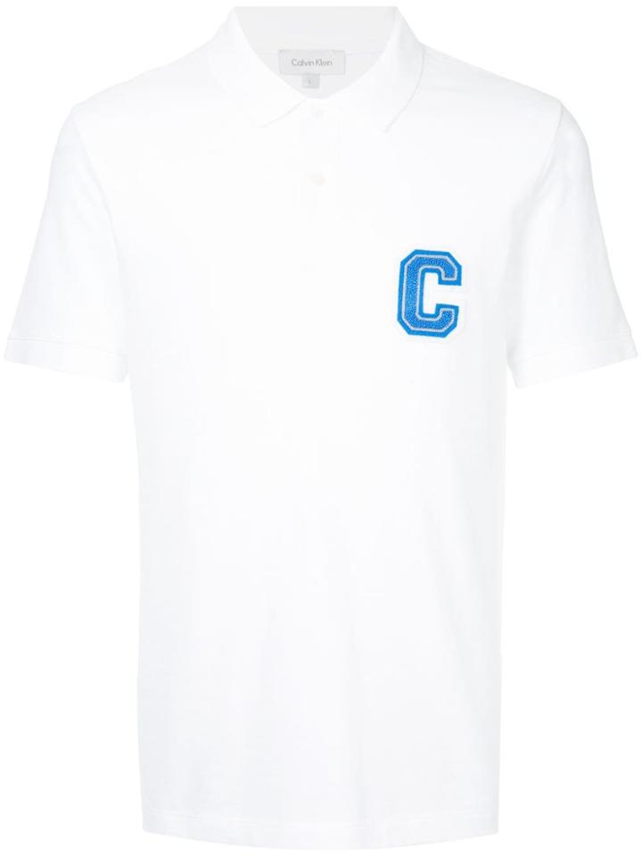 Ck Calvin Klein Logo Plaque Polo Shirt - White
