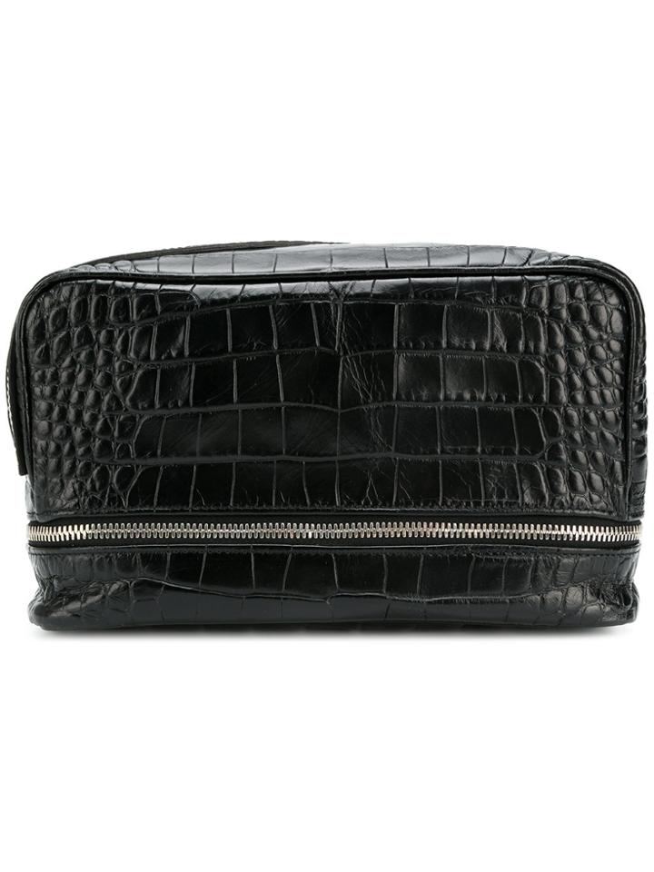 Neil Barrett Crocodile Embossed Wash Bag - Black