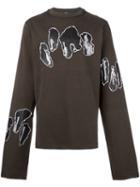 Damir Doma Applique Detail Extra Long Sweatshirt, Men's, Size: Large, Brown, Cotton
