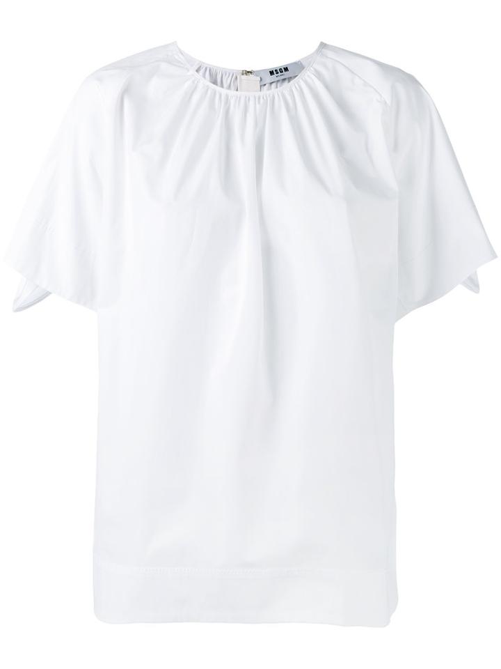 Msgm Ruffled Blouse, Women's, Size: 38, White, Cotton/spandex/elastane