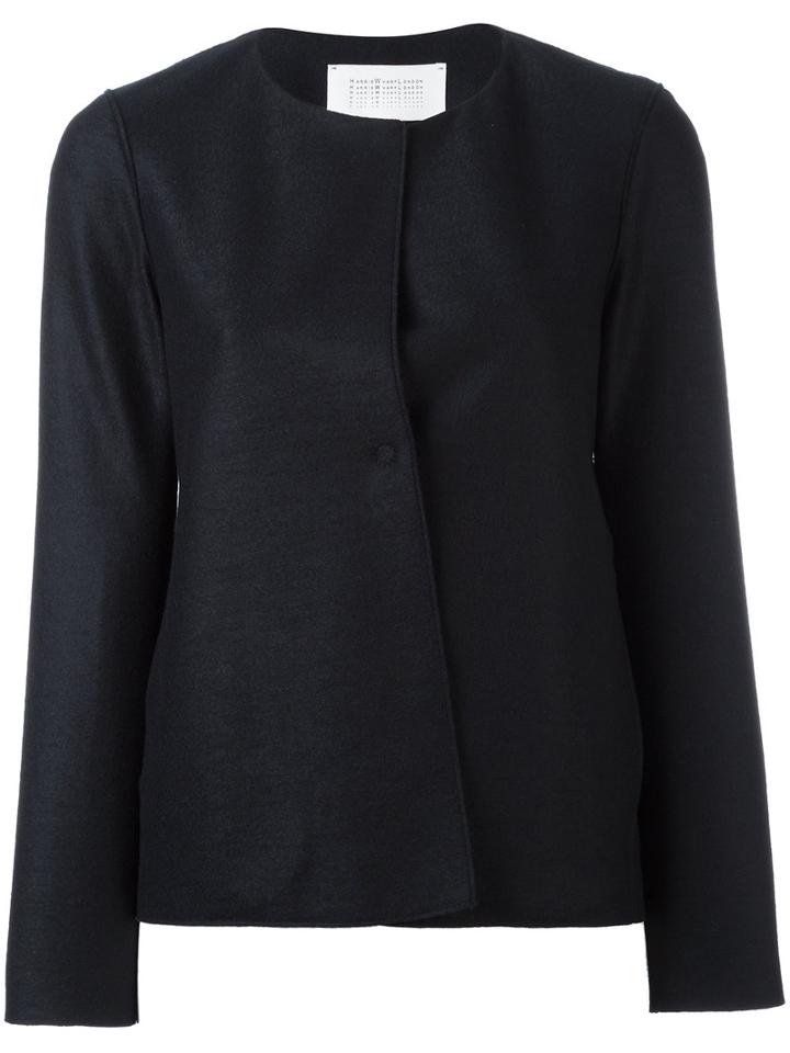 Harris Wharf London Collarless Jacket, Women's, Size: 46, Blue, Wool