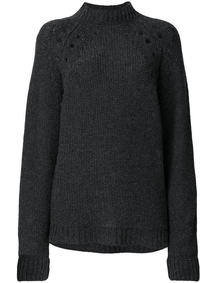 Fine Edge Mock Neck Jumper - Grey