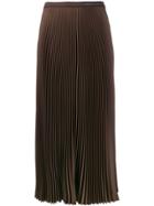Prada Pleated Midi Skirt - Brown