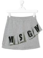 Msgm Kids Teen Logo Print Frill Skirt - Grey