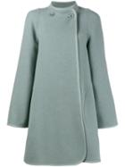 Chloé - Collarless A-line Coat - Women - Polyamide/wool - 36, Green, Polyamide/wool