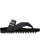 Lanvin Thong Strap Sandals, Men's, Size: 10, Black, Calf Leather/leather/rubber