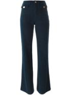 See By Chloé Corduroy Flared Trousers, Women's, Size: 26, Blue, Cotton/spandex/elastane