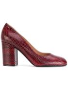 Pollini Snakeskin Effect Pumps - Red