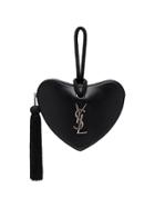 Saint Laurent Black Tassel Detail Heart Shaped Leather Clutch Bag