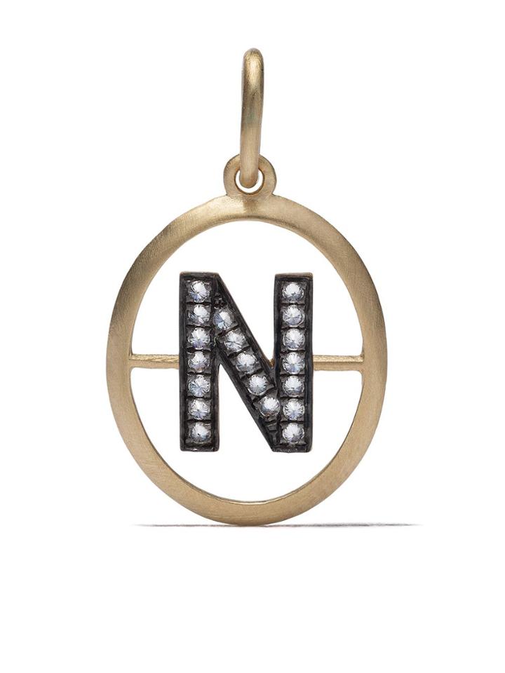 Annoushka 18kt Yellow Gold Diamond Initial N Pendant - 18ct Yellow