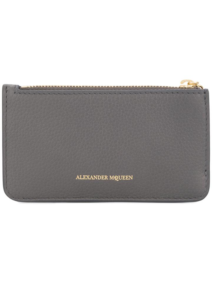 Alexander Mcqueen Skull Charm Card Holder - Grey