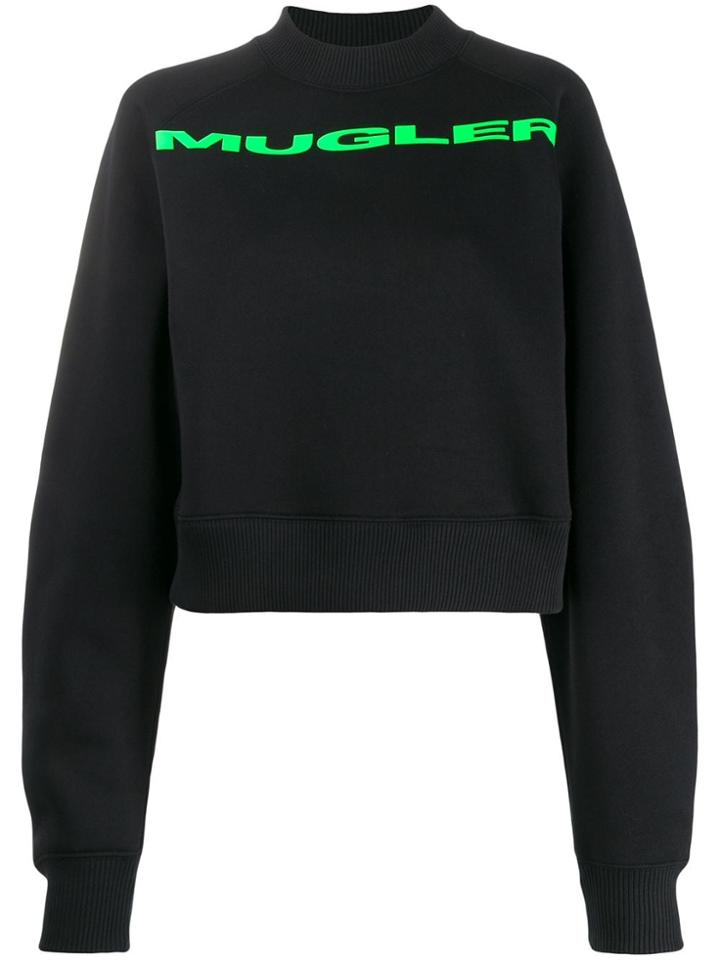Mugler Logo Printed Sweatshirt - Black