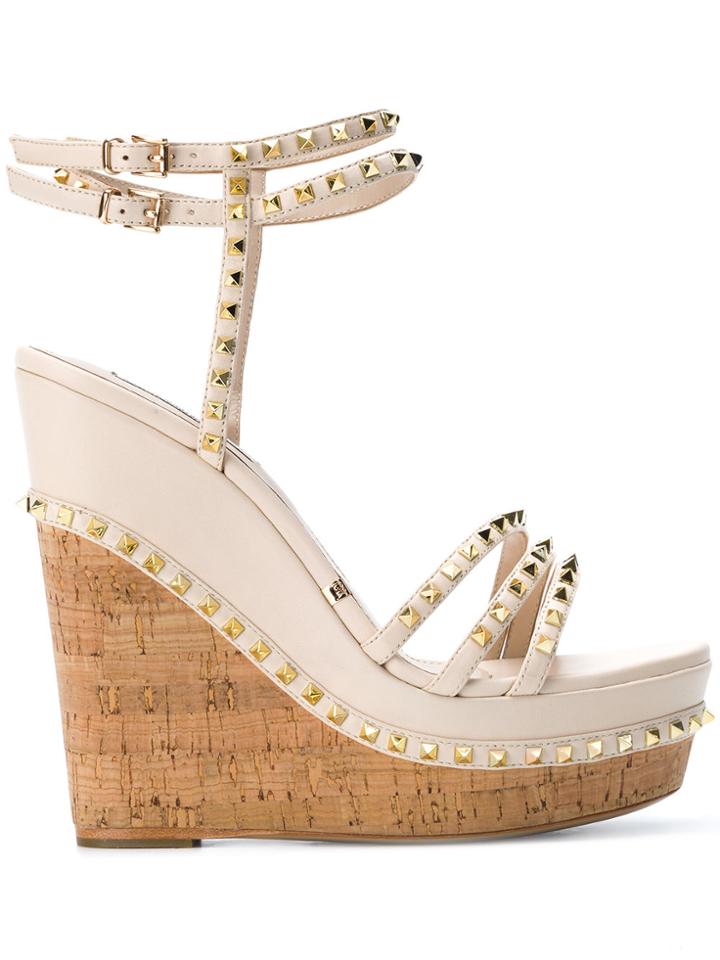 Gianni Renzi Studded Wedge Sandals - Nude & Neutrals