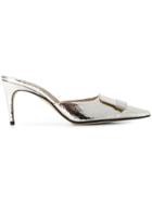 Sergio Rossi Crack Mirror Effect Mules - Metallic