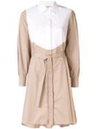 Paule Ka Contrast Shirt Dress - Brown