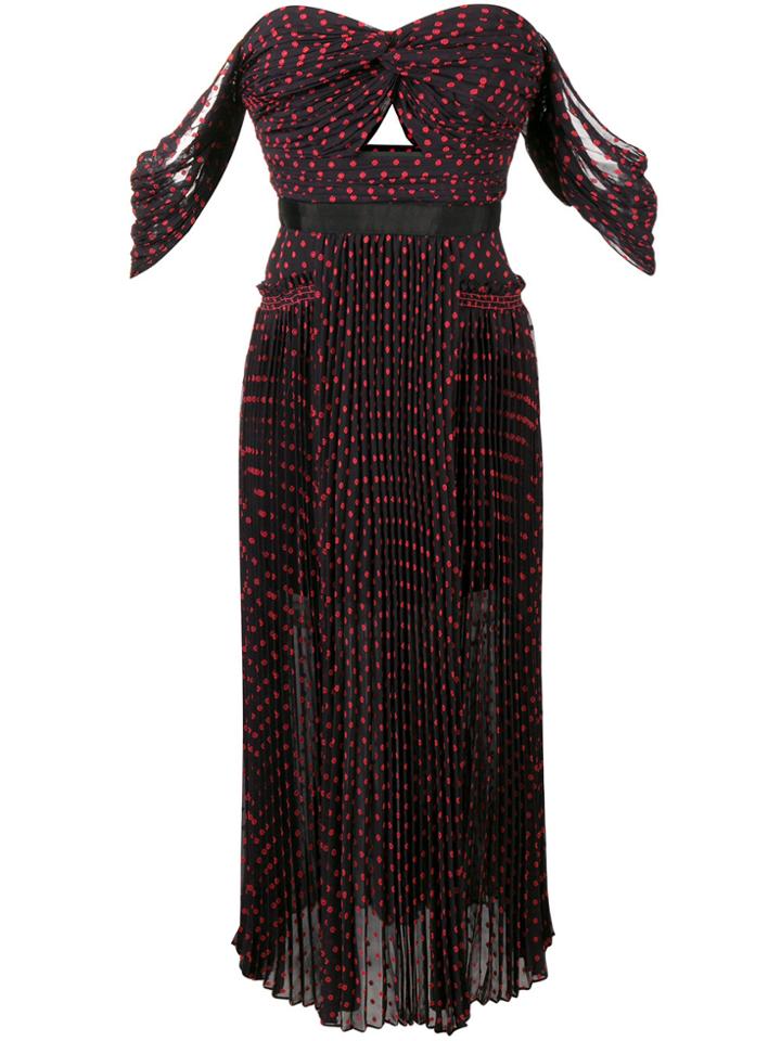 Self-portrait Strapless Polka Dot Dress - Blue