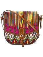 Etro Embroidered Satchel, Women's, Brown, Cotton/polyester/pvc/calf Leather
