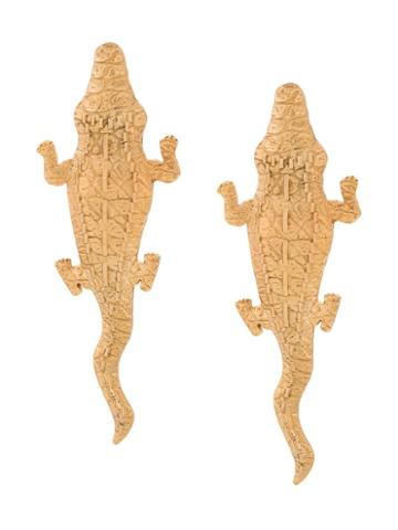 Natia X Lako Natia X Lako Large Crocodile Earrings - Metallic