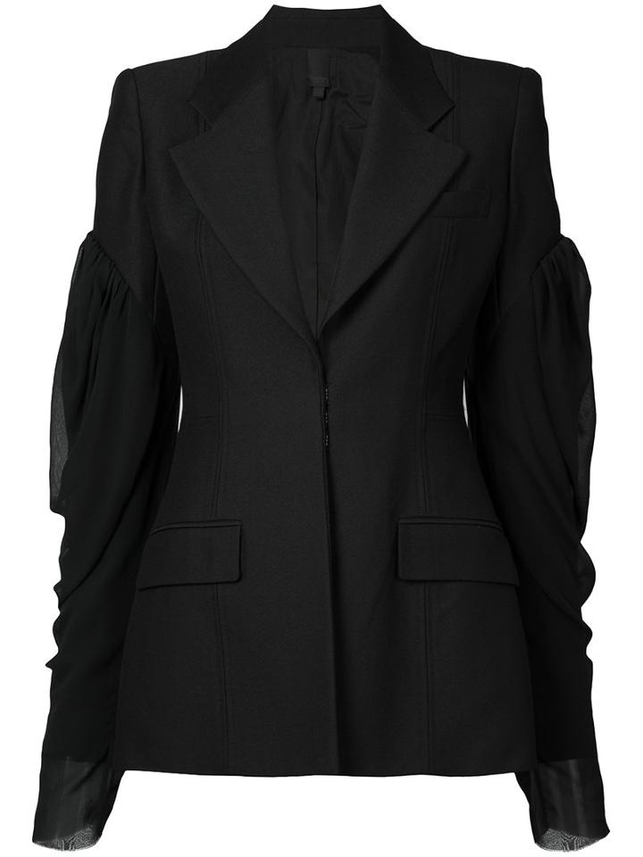 Vera Wang Puff Sleeve Blazer, Women's, Size: 4, Black, Nylon/wool/cupro/silk
