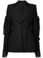 Vera Wang Puff Sleeve Blazer, Women's, Size: 4, Black, Nylon/wool/cupro/silk