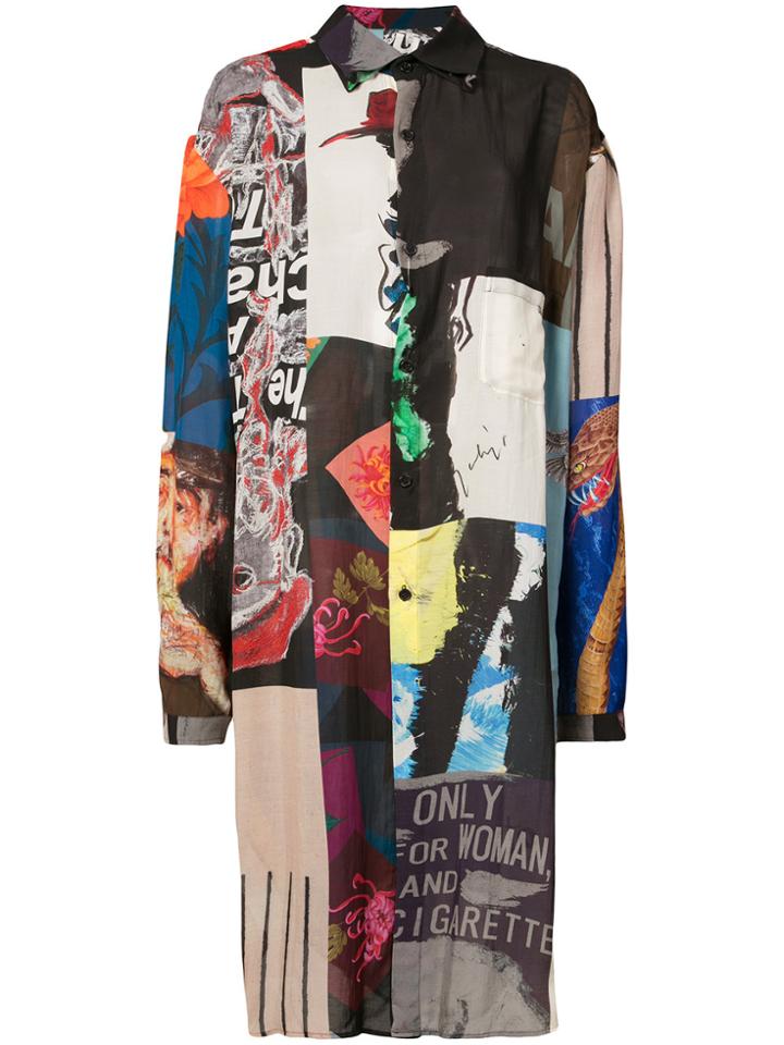 Yohji Yamamoto Patchwork Longline Shirt - Black