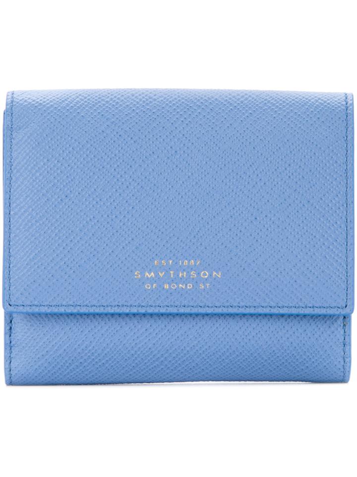 Smythson Logo Stamp Wallet - Blue