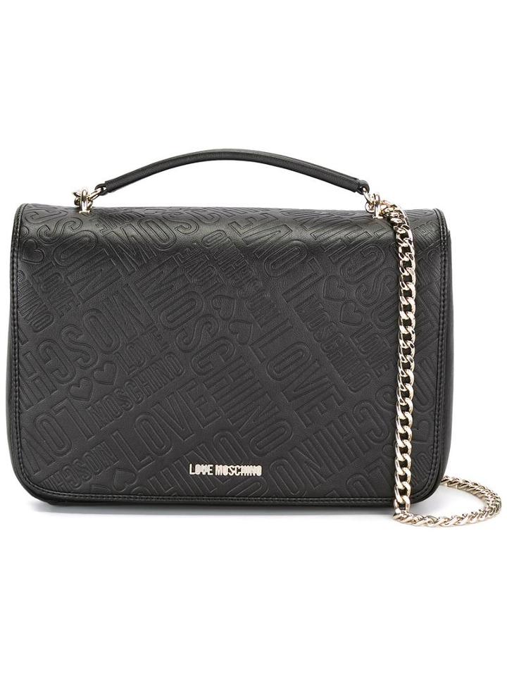 Love Moschino Logo Embossed Shoulder Bag, Women's, Black, Polyurethane