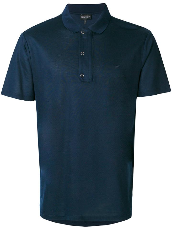 Emporio Armani Embroidered Logo Polo Shirt - Blue
