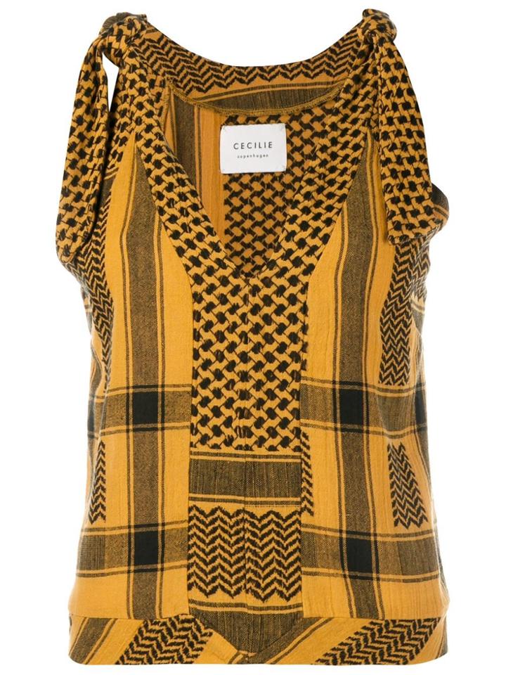 Cecilie Copenhagen 'topanga' Sleeveless Printed Top - Yellow & Orange