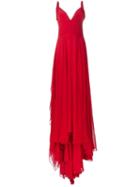 Christian Siriano Rope Straps Pleated Gown, Women's, Size: 6, Red, Silk