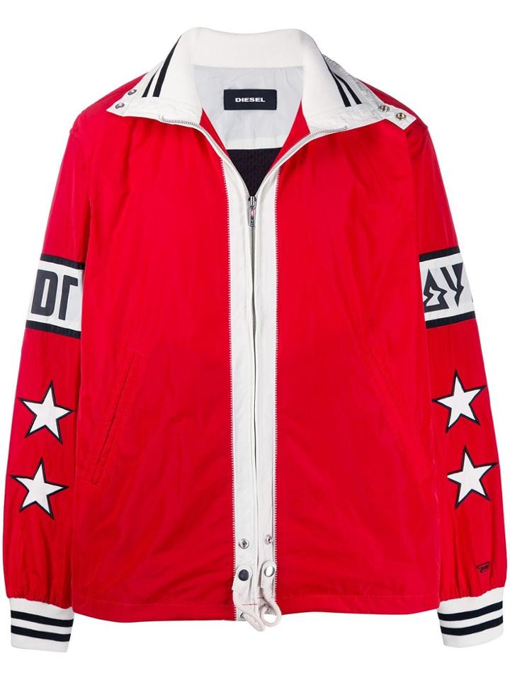 Diesel Coated Patch Windbreaker - Red