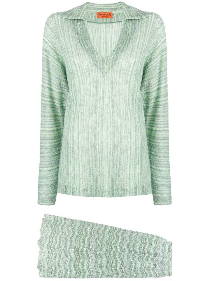 Missoni Pre-owned Ribbed Knitted Skirt Set - Green