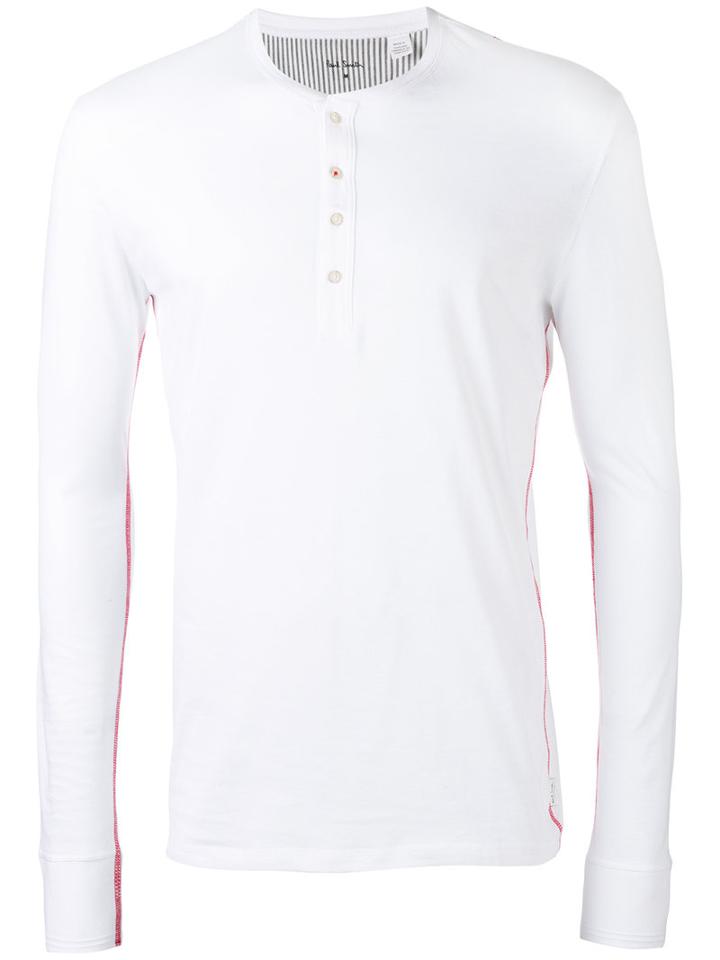 Paul Smith - Classic Henley Long Sleeve Top - Men - Cotton - M, White, Cotton