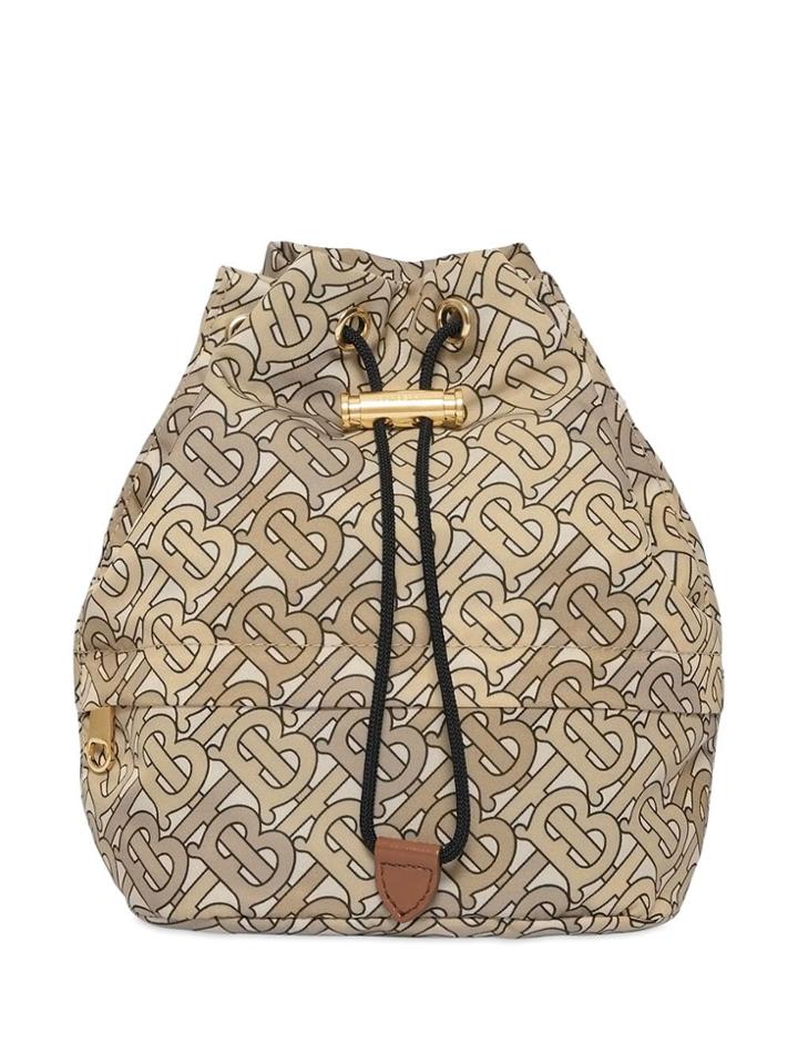 Burberry Monogram Print Nylon Drawcord Pouch - Neutrals