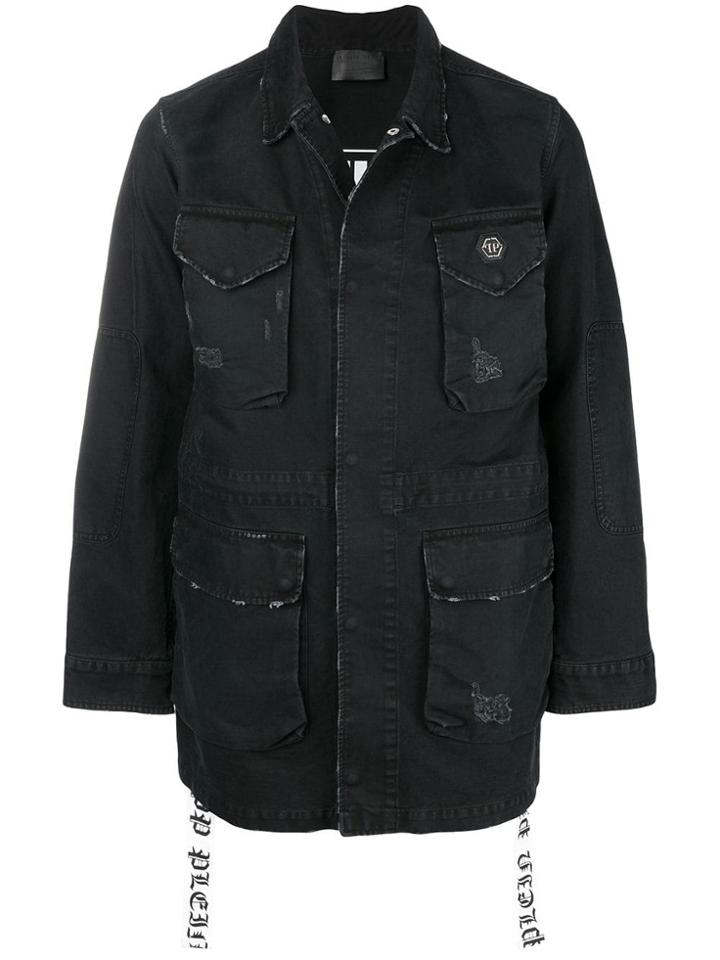 Philipp Plein Multi-pocket Denim Jacket - Black