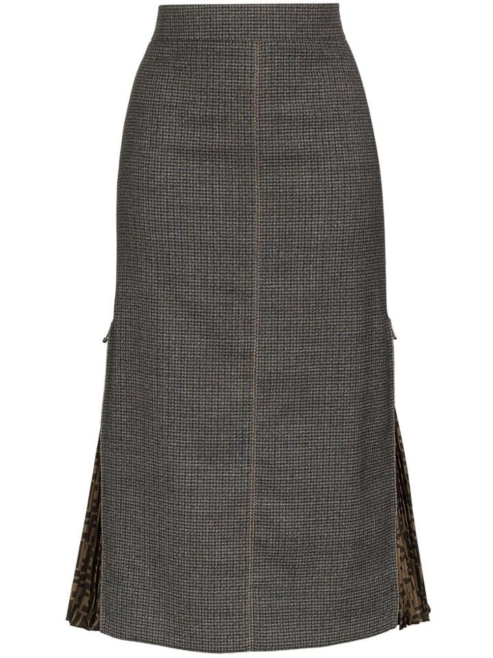 Fendi Fendi Skrt Midi Logo Pleat - Grey