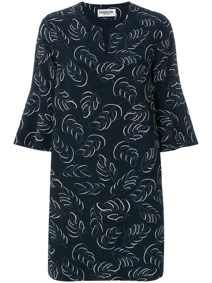 Essentiel Antwerp Leaf Print Shift Dress - Blue